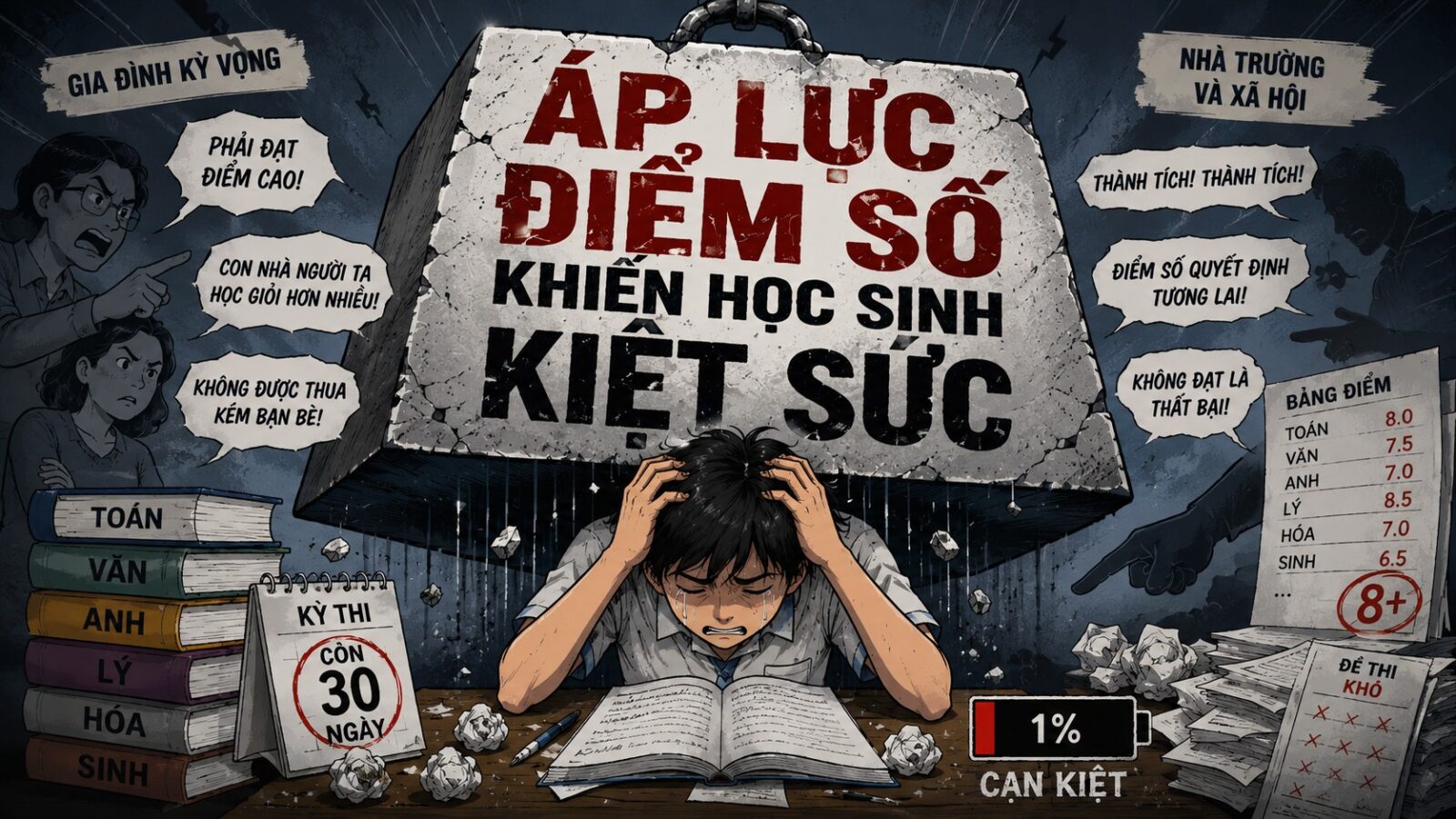 ÁP LỰC ĐIỂM SỐ KHIẾN HỌC SINH KIỆT SỨC NHƯ THẾ NÀO?