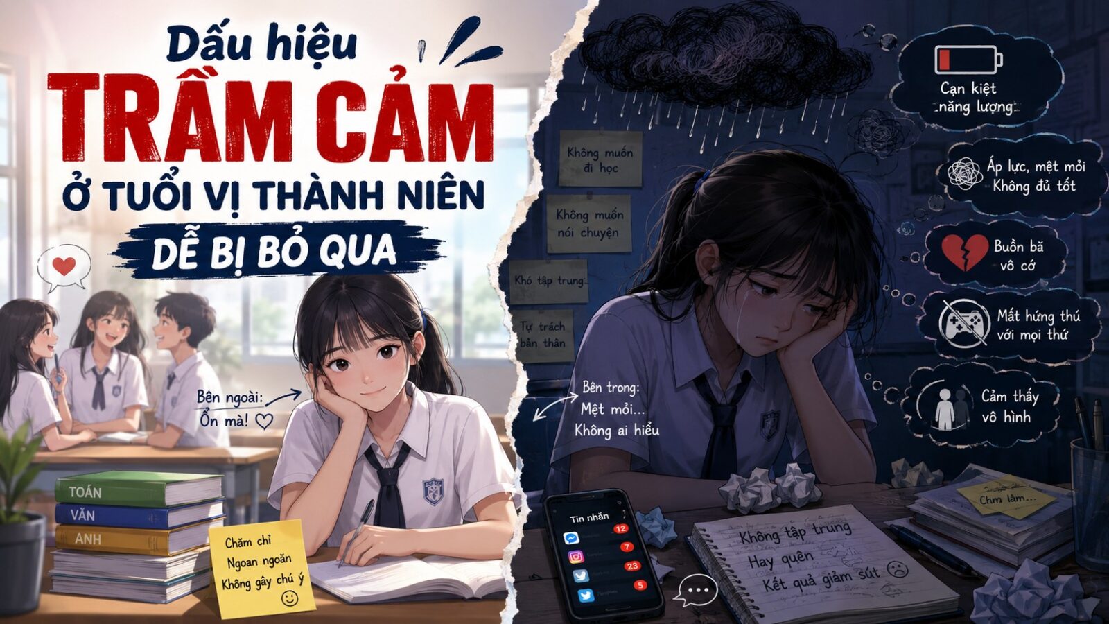 DẤU HIỆU TRẦM CẢM Ở TUỔI VỊ THÀNH NIÊN