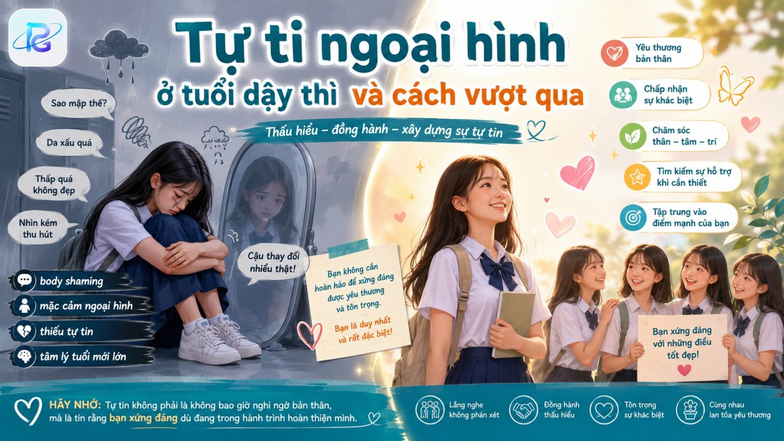 TỰ TI NGOẠI HÌNH Ở TUỔI DẬY THÌ