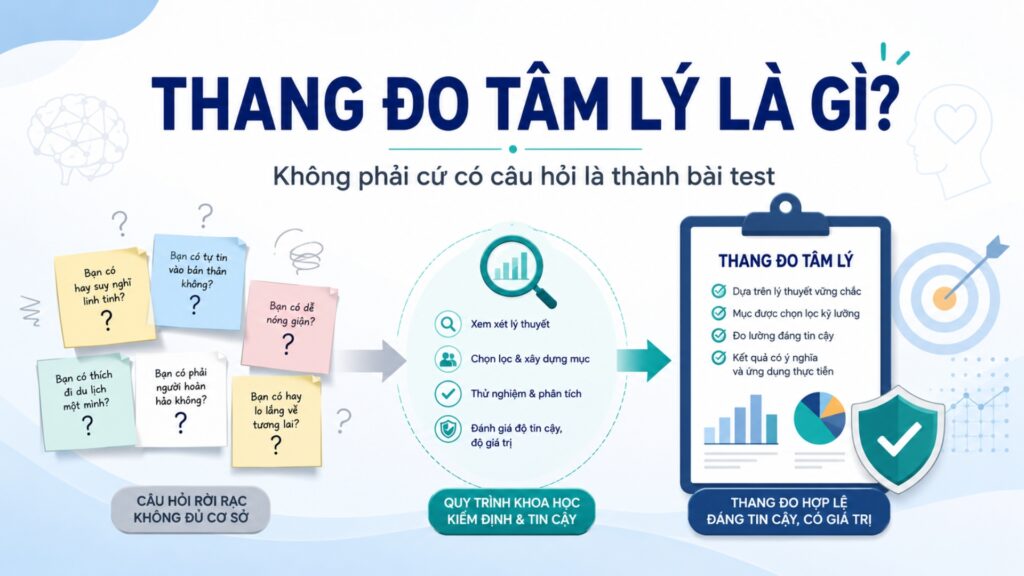 Thang đo tâm lý là gì và vì sao không phải cứ có câu hỏi là thành bài test