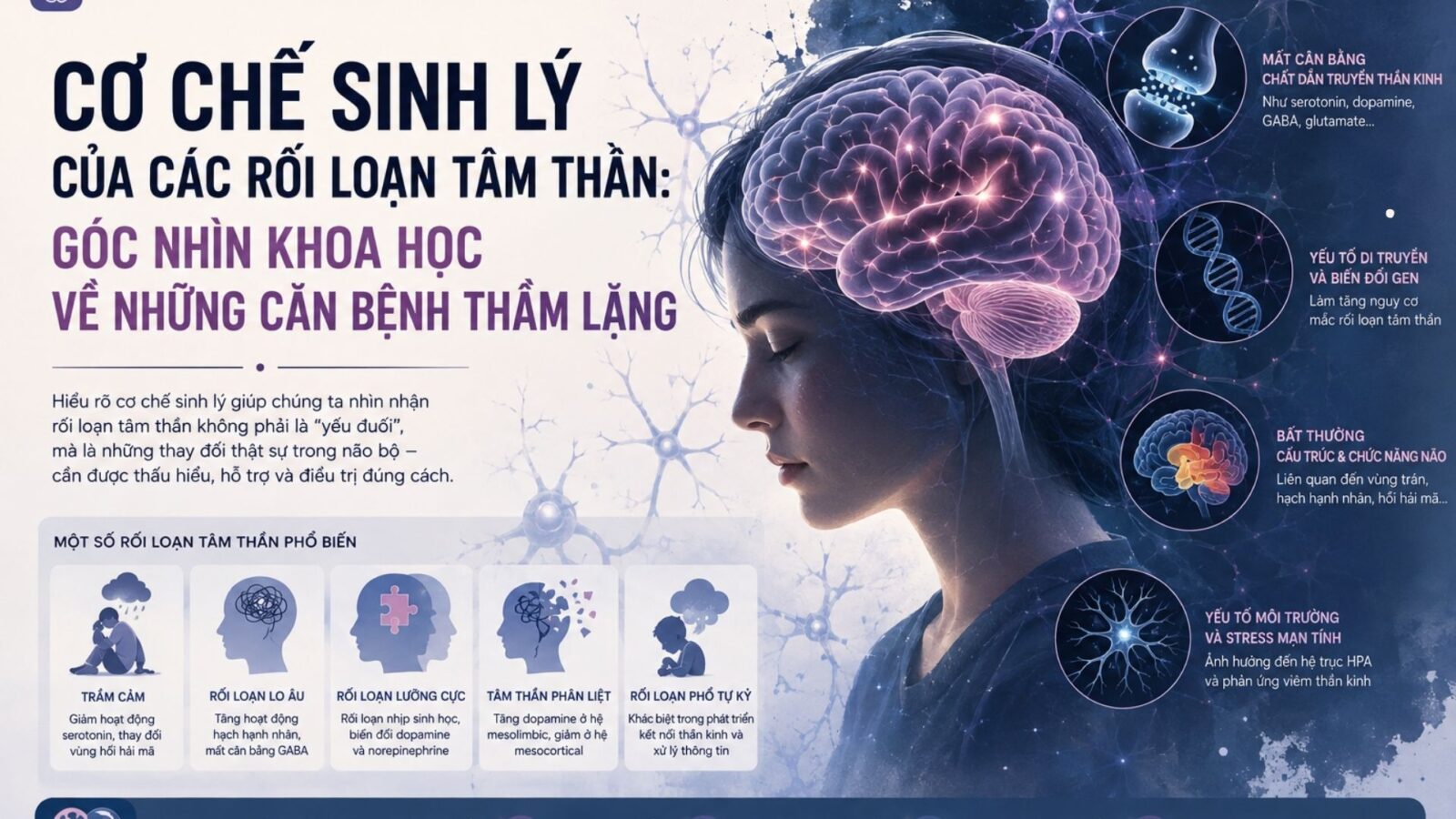 CƠ CHẾ SINH LÝ CỦA CÁC RỐI LOẠN TÂM THẦN: GÓC NHÌN KHOA HỌC VỀ NHỮNG CĂN BỆNH THẦM LẶNG
